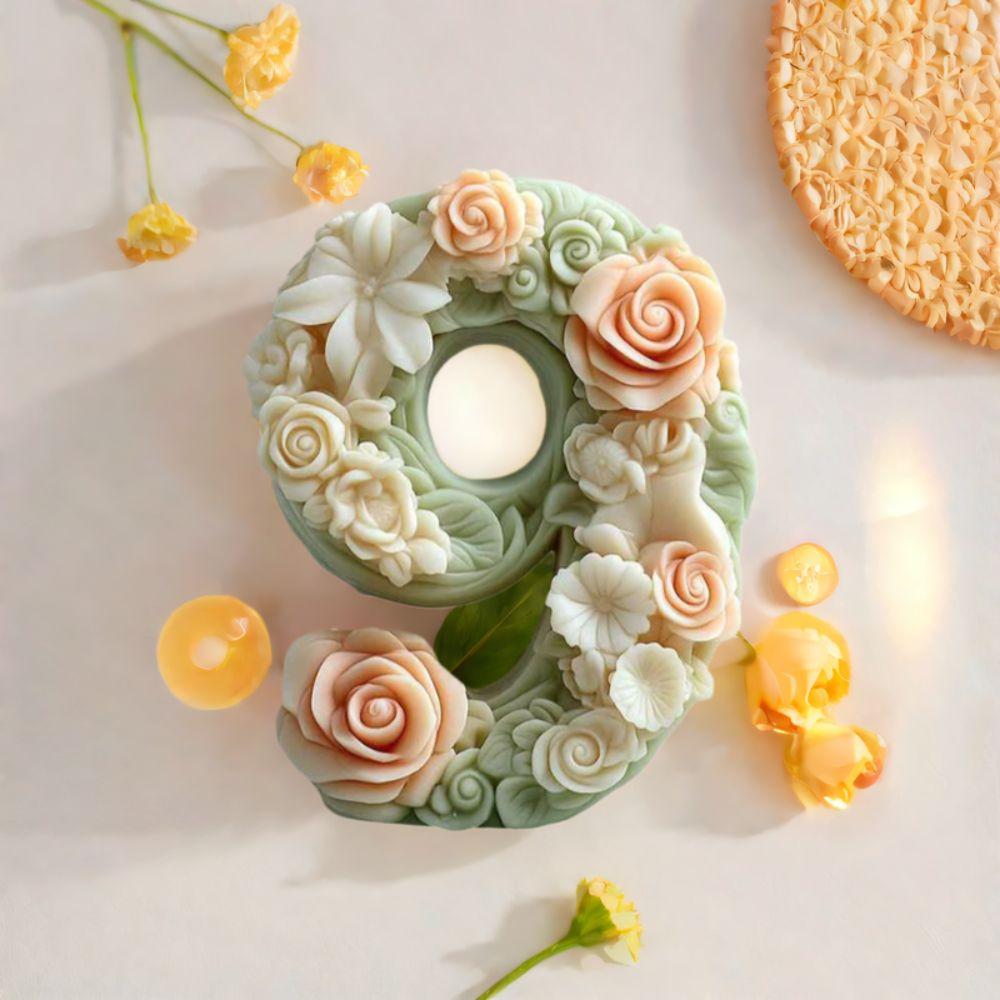Silicone Number Shape Candle Molds Rose Flower Soap Mould Fragrance Candle Gypsum Mold  Home Decor