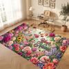 Floral Garden Theme Soft Crystal Velvet Rug Custom Name & Text Print Non Slip Floor Rug for Bedroom Living Room
