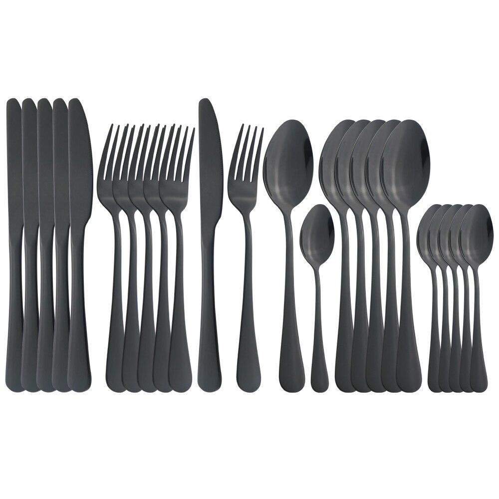 24Pcs Gold Dinnerware Cutlery Set Mirror Dinner Knives Fork Coffee Spoon Silverware Stainless Steel Party Flatware Tableware Set