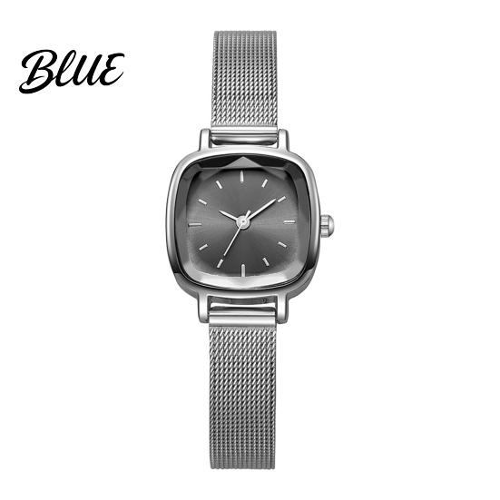 Retro Collegehorloge Uniseks Kwarts Minimalistisch Vierkant Wijzerplaat Eenvoudig Mesh