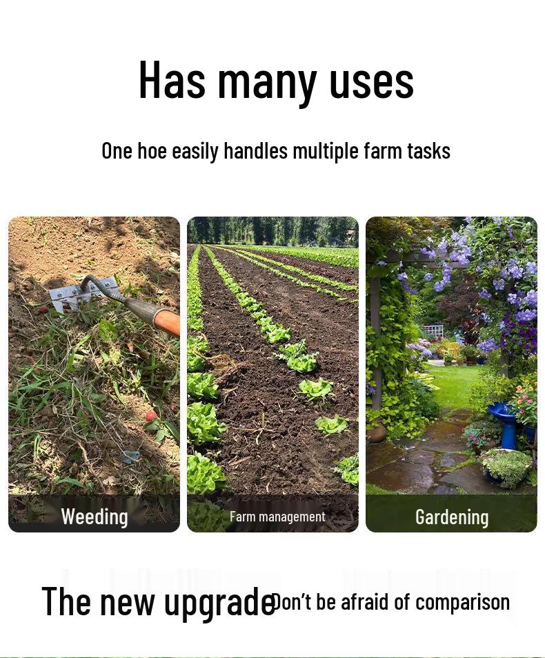 Multi-Functional Manganese Steel Weeding & Hoe Rake Tool