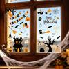 Bright Color Halloween Decals 4 Sheets Electrostatic Glass Stickers, Cartoon Pumpkins Castle Bats Window Stickers PVC Waterproof Static Clings