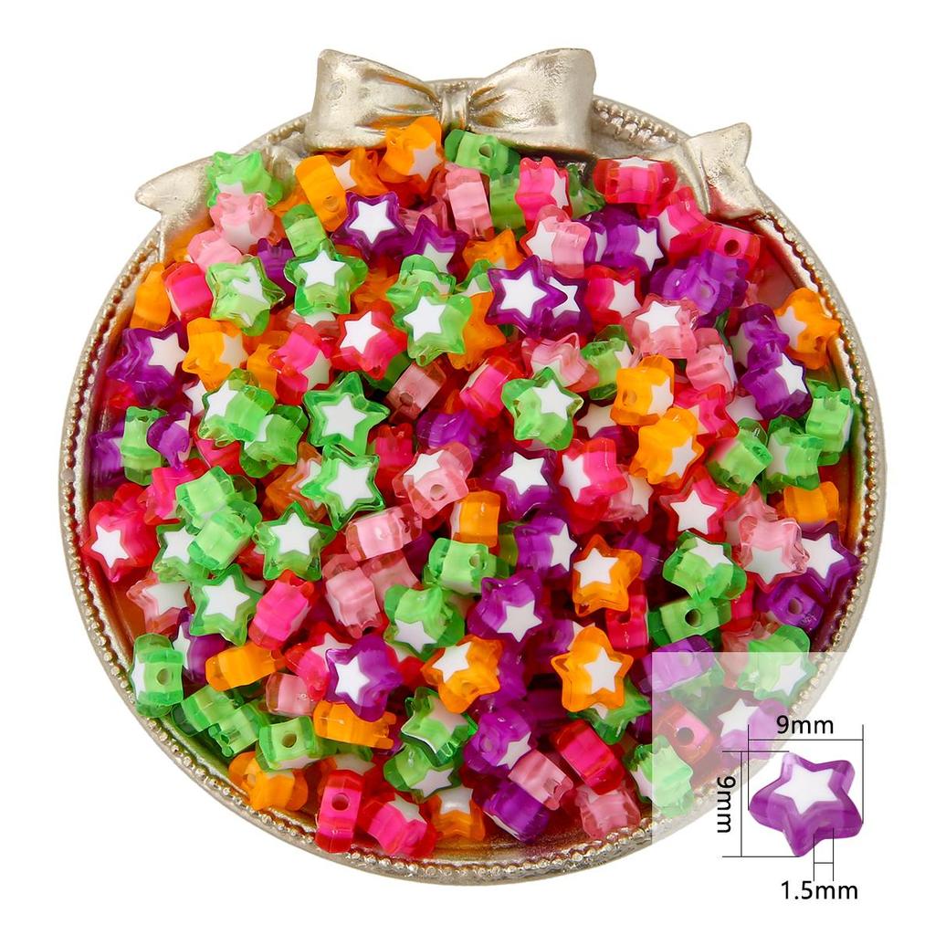 15g/Bag Mixed Color Acrylic Plastic Star Heart Butterfly Flower Beads For DIY Jewelry Making Accessories