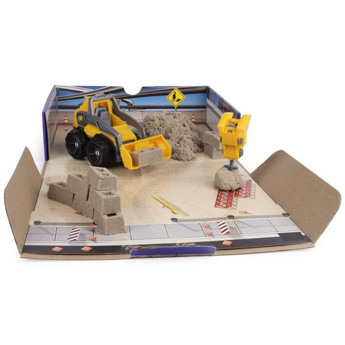 Coffret Kinetic Sand Chantier - KINETIC SAND - Creusez et démolissez avec 454g de sable naturel