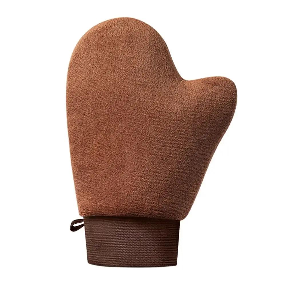 Durable Reusable Lotion Applicator Washable Sunless Fake Tan Self Tanner Mitt Double-Sided Body Face Self Tan Glove коричневый