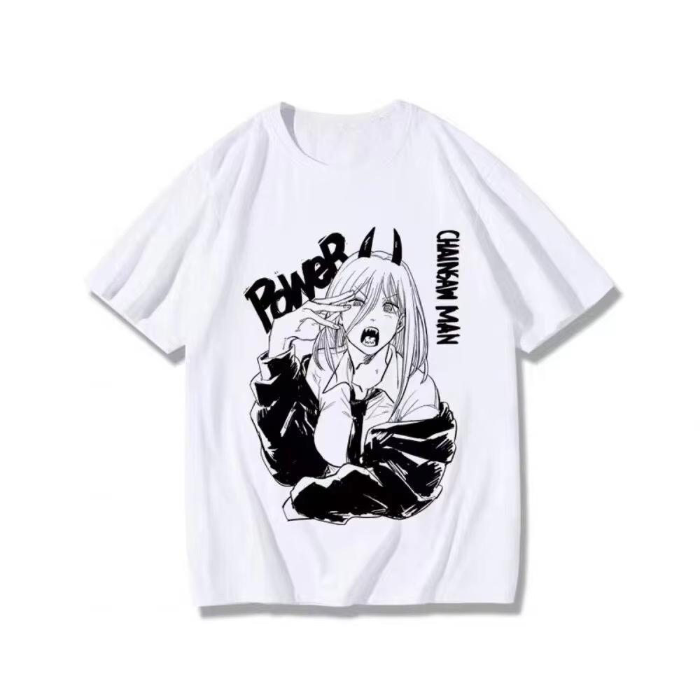 

Chainsaw Unisex Power Anime Tshirt with Anime Pattern Cotton Short Sleeved Tshirt for Unisex and Women Summer Casual Streetwear S