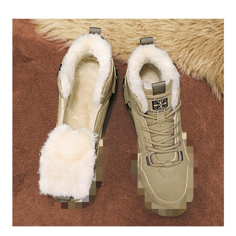New Autumn&Winter Fleece Lined Thickened Casual Versatile Work Shoes, Fashion Trendy Martin Boots, Warm Snow Boots