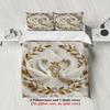 Elegant Swan Embroidered Bedding Set White Gold Swans And Leaves Pattern Royal Bedding With Duvet Cover Pillowcases For Bedroom