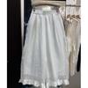 Johnature Lace Pants Loose Wide-Leg Pants For Women Summer Casual Simple Elastic Waist Nine-Part Pants