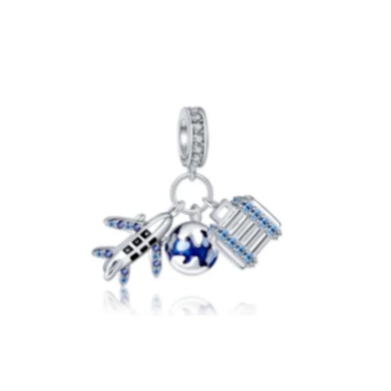 New 925 Silver Heart Bow Dog Palm Turtle Elephant Bead Pendant Charm for DIY Bracelet Jewelry