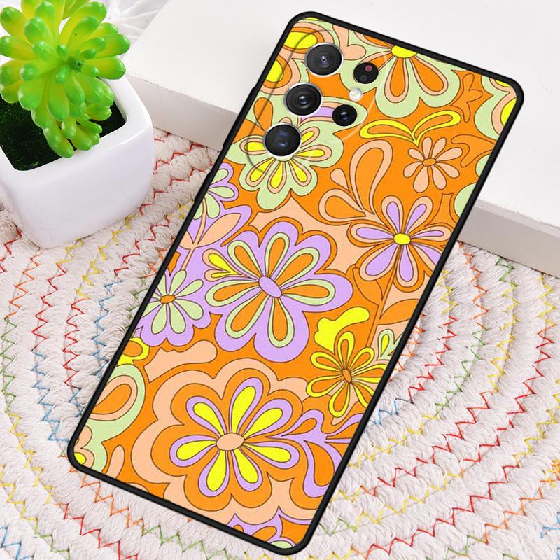 Groovy Flowers Hippie Bohemian Silikon Handyhülle Für Samsung Galaxy note 10 pro S26 S24 S23 S22 S21 Plus S25Ultra Capa Cover
