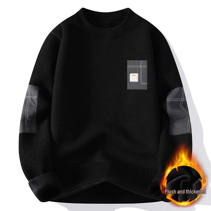 Plüsch-Winterpullover für Herren: Dicker Samt Langarm-Basisschicht für Jugendliche & Teenager