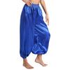 Women Belly Dance Pants Loose Fit Elastic Waistband Satin Bloomers Stage Performance Trousers