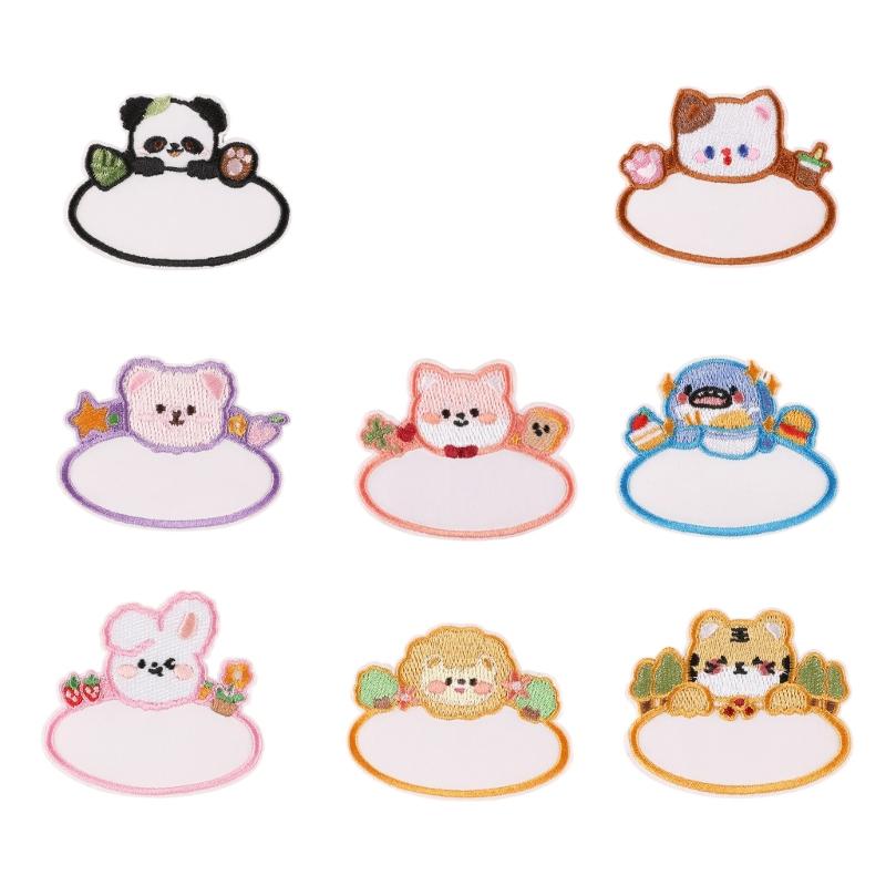 8 Stück Cartoon Tier Leere Namens Stickaufnäher Reparaturflicken Aufbügler Bär Nähflicken für Kleidung Schuhe