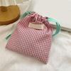 Drawstring Cosmetic Bag Portable Makeup Bag Plaids Lipstick Storage Pouch Toiletry Bag Travel Wash Bag Jewelry Organizers