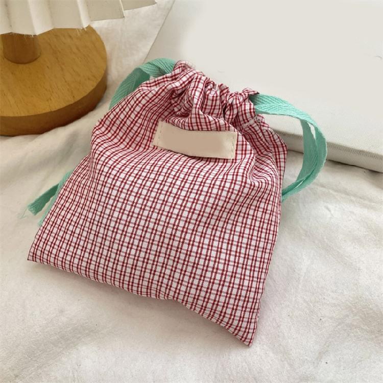 Drawstring Cosmetic Bag Portable Makeup Bag Plaids Lipstick Storage Pouch Toiletry Bag Travel Wash Bag Jewelry Organizers
