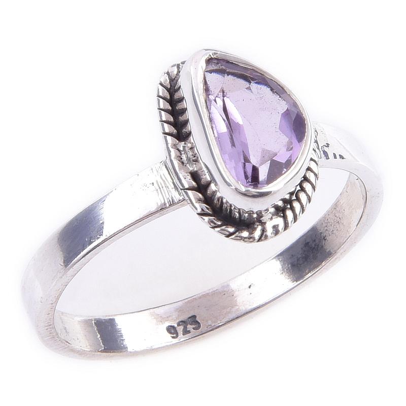 Natural Pink Amethyst Gemstone Handmade 925 Solid Sterling Silver Ring S.8 t3P62