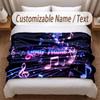 Music General Theme Soft Blanket Personalized Custom Name Text Print Warm Blanket Home Sofa Bedroom Decor