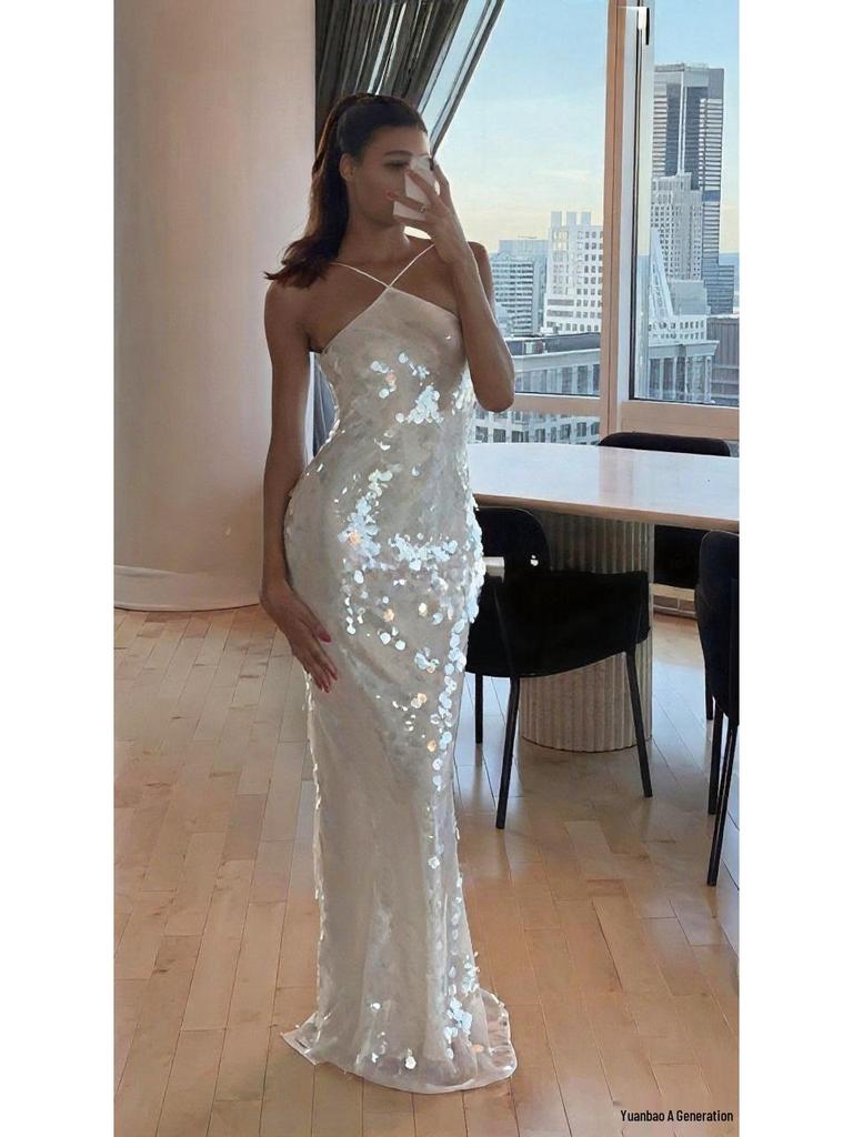 Elegant High Waist Sequin Wrap Dress