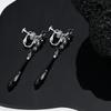 Black Enamel Pearl Stud Earrings for Women – Niche Design, Clip-On Style.