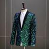 Men's Iridescent Sequin Tuxedo Jacket - Ideal for DJs, Nightclubs, and Stage Performances