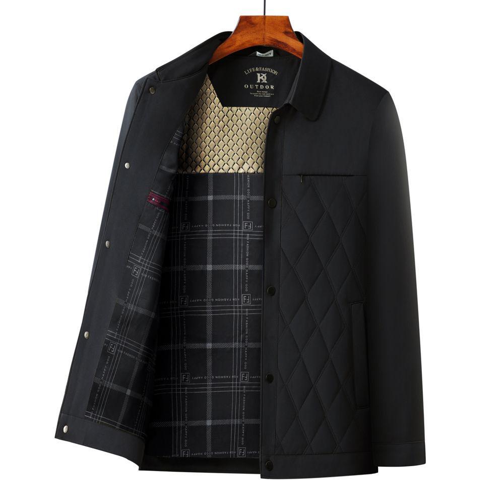 Men's Autumn/Winter Thickened Cotton-Padded Jacket for Middle-aged and Elderly, Dad's Lapel Jacket, Outerwear.