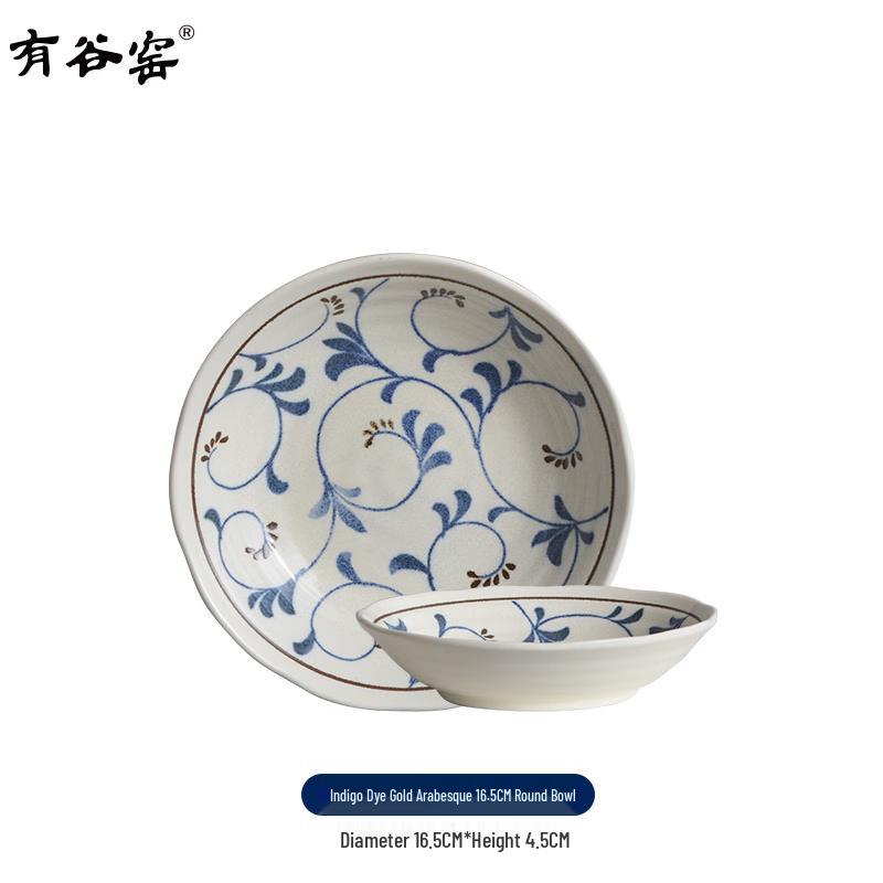 Керамическая чаша Yougu Kiln с узором Каракo индиго