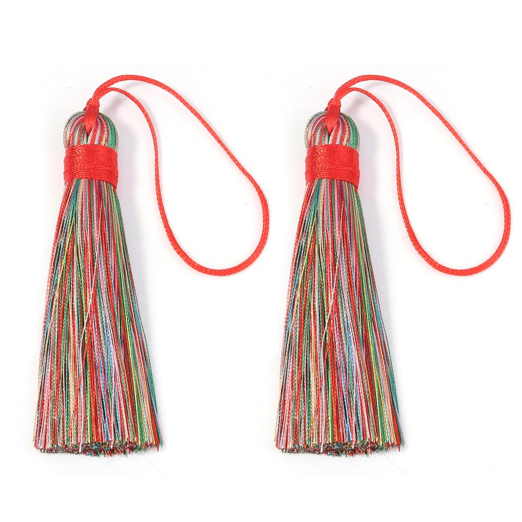 6pcs 82cm Long Silk Tassel Fringe Brush Handmade Soft Mini Tassels with Loops For DIY Craft Jewelry Making Souvenir Bookmark