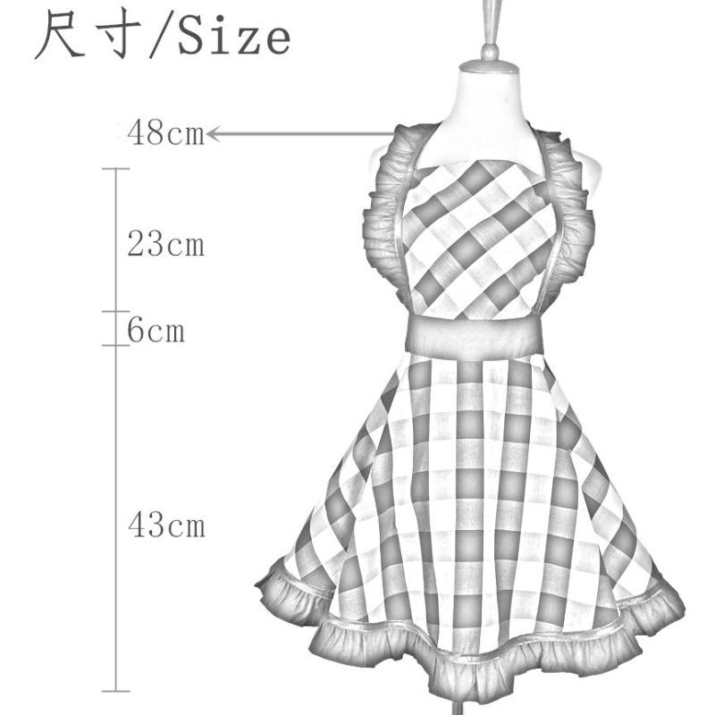 Vintage karierter Baumwollschürze für Heimküchenreinigung Nagelstudio Arbeitskleidung Kittel Schürze
