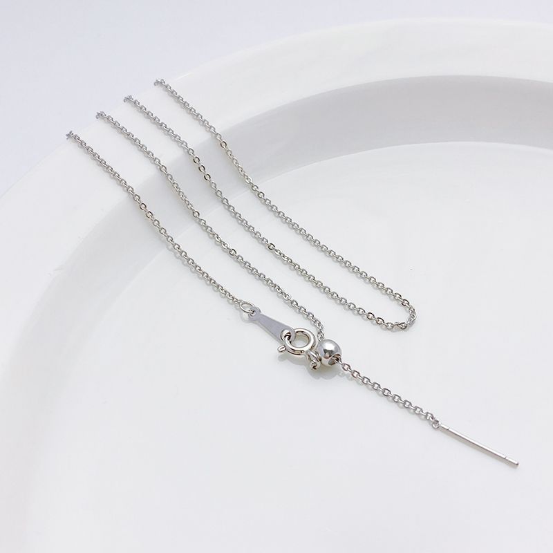 

Color Retention 14K Gilded Universal Necklace Adjustable O-Shaped Chain Box Chain with Needle String Beads Chain DIY Ornament Accessories White gold O word necklace 45cm