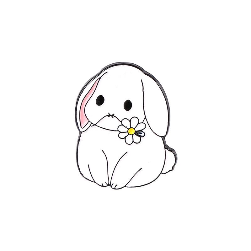 Rabbit Holding Radish Sunflower Four Leaf Clover Animal Enamel Brooch Pin Badge Decorative Jewelry Style Brooches For Women Gift