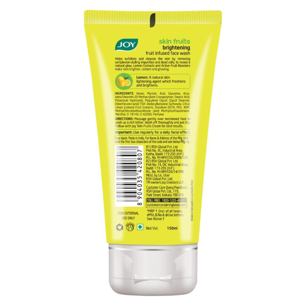 Skin Fruits Limone Detergente Viso Illuminante 100ml | con Vitamina C per una Pelle Luminosa | Riduce le Macchie Scure, Rimuove l'Eccesso di Sebo