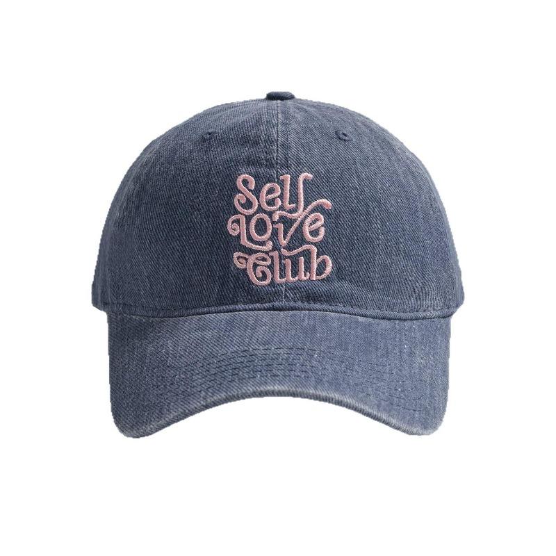 25 early autumn new dopamine letter embroidered denim baseball cap washed old cap