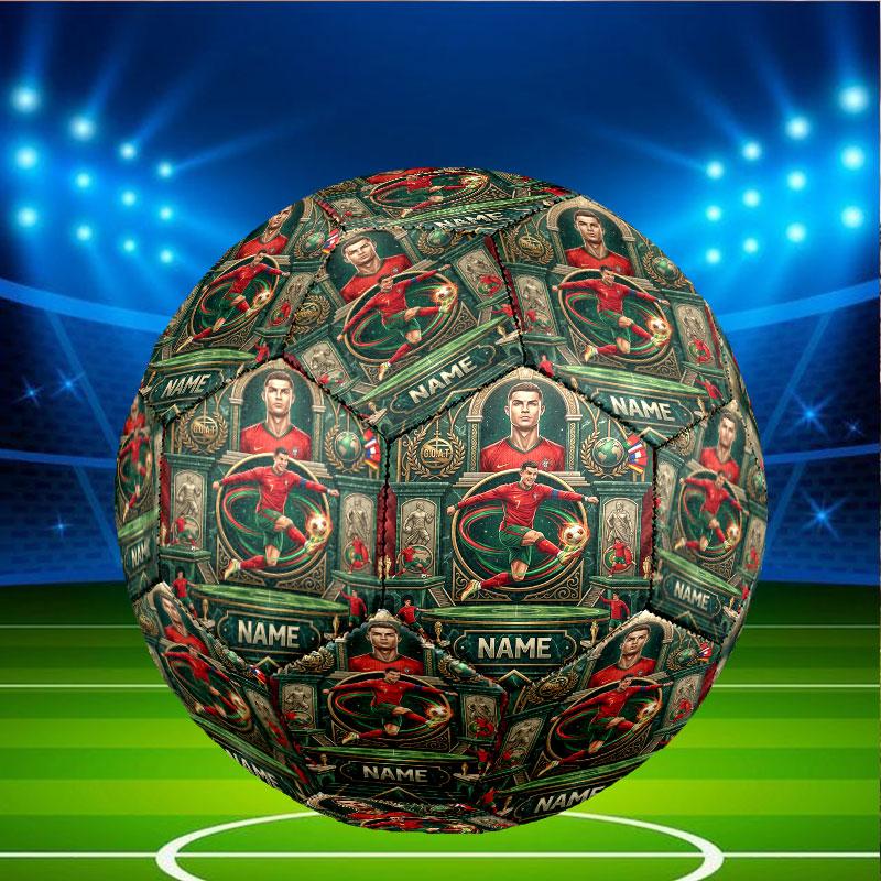 Personalisierter Cristiano Ronaldo Fußball mit individuellem Namen, Größe 5, für Training & Spiel, für Teams, zum Kicken, Geschenk für Fußballbegeisterte