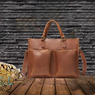 Men's Genuine Leather Laptop Bag Crazy Leather Business Commuting Fashion Single-shoulder Crossbody Briefcase