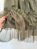 Fluffy European Layered A-line Midi Skirt: Fashionable & Versatile for Commuting