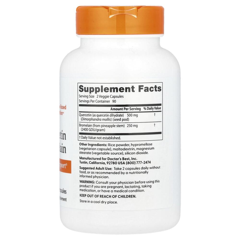 Doctor's Best Quercetin Bromelain Veggie Capsules, 180 Count