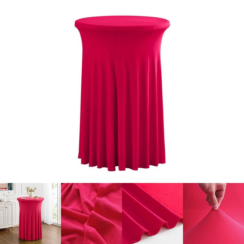60/70/80cm Cocktail Table Skirts Stretch Spandex Fitted Tablecloths Wrinkle-Resistant Washable for Weddings Parties Banquets