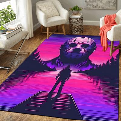 1Pc Jason Vorhees Meets Virtual Reality Rug, Office Carpet Indoor Outdoor Doormat, Non-Slip, Comfortable, Living, Christmas Halloween, Xmas Gift N142