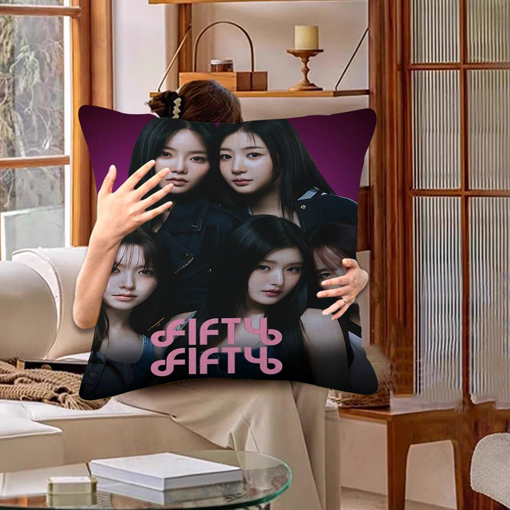 Kpop Style Group F-Fifty Fifty Pillow Cover Sofa Cushion Cover Home Room Decoration Children Gift