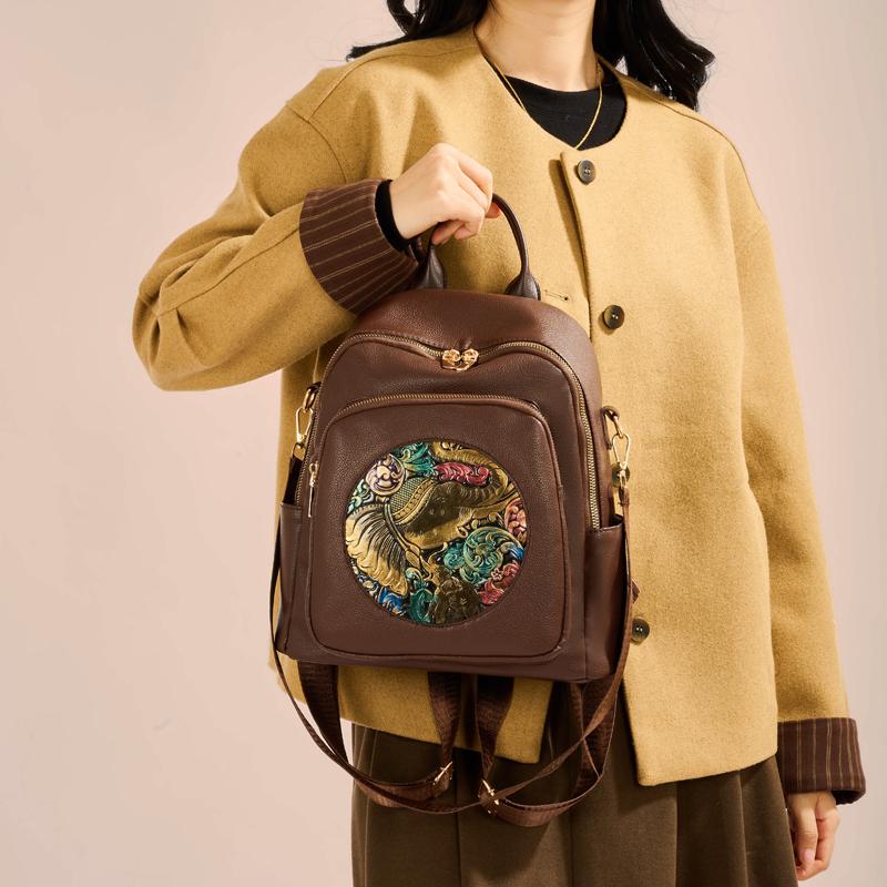 Damski plecak podróżny z nadrukiem PU, duża pojemność, wielofunkcyjny, na ramię, crossbody