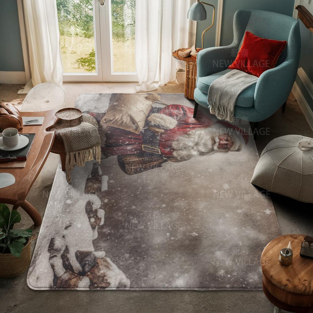 House Entrance Carpet Home Door Mat Living Room Bath Foot Bathroom Non-slip Water Absorption Rugs Bath Merry Christmas Winter