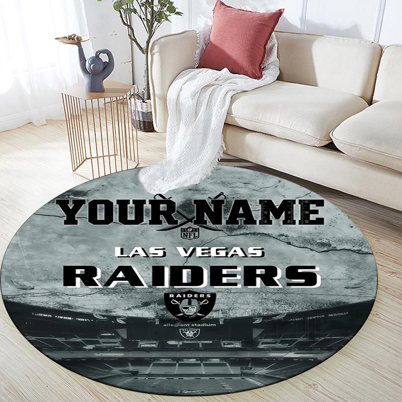 Custom Name,Las Vegas Raiders pattern round rug,Carpet Rug for Living Room Bedroom Playroom ,Non-slip Floor Mat,Holiday Gifts and Birthday Gifts.