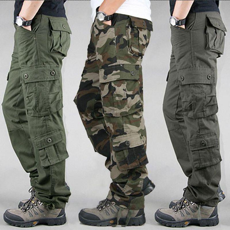 Outdoor Men Multipocket Work Pants Cotton Durable Casual Trousers For Youth