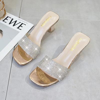 Women Slippers Party Dress Shoes Bright Diamond Sandals Open Toe High Heels Sandals
