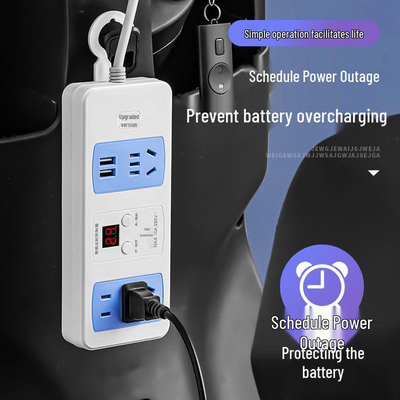 Electric Vehicle Timer Socket: 1-24 Hour Power Control & Overcharge Protection