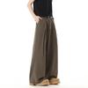Frühlings- und Herbst-Herren-A-Linien-Twill-Hose mit Falten im amerikanischen Old Money Stil, Säbel-Silhouette, locker, lässig