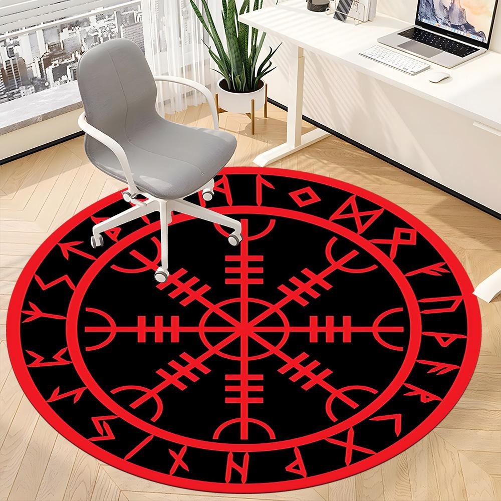 1pc Viking Compass Office Round Area Rug, Under Office Chairs Bedroom Living Room Home Decor, Room Deco, Available In Various Sizes