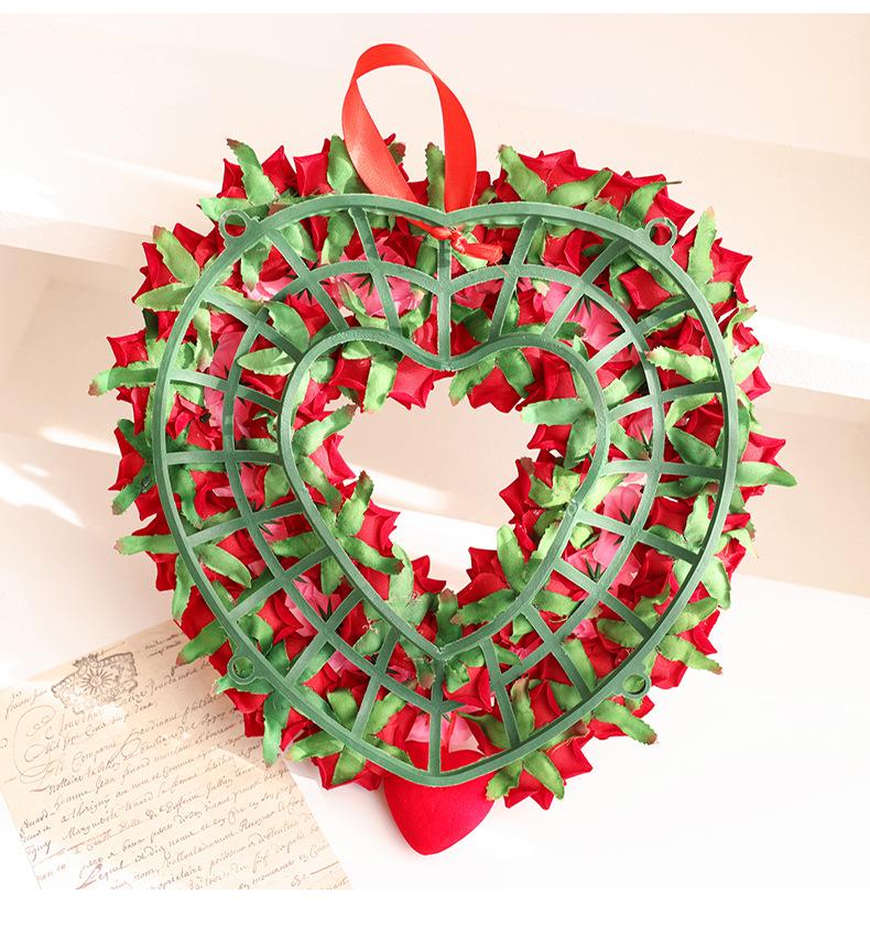 Valentine's Day Red & Pink Floral Double-Layer Heart Garland - Window & Door Decoration