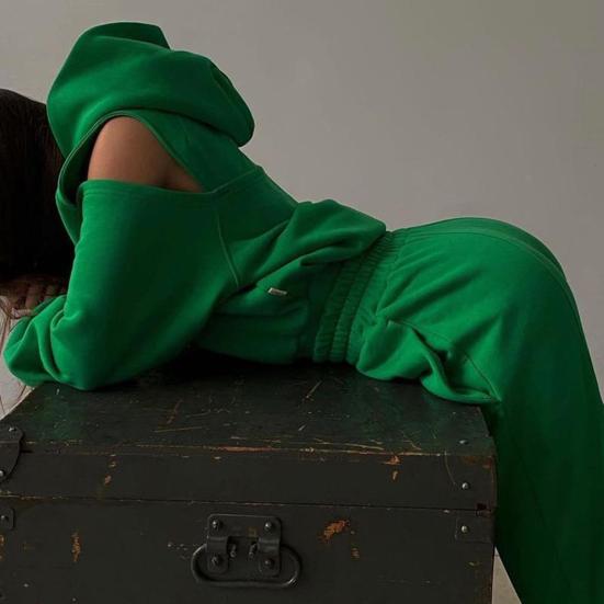 Women's 2 Piece Tracksuit Long Sleeve Crop Pullover Hoodie Sweatshirt Jogging Pants Set Autumn Casual Athletic Outfit